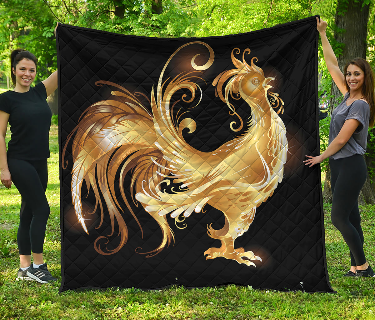 Golden Rooster Print Quilt