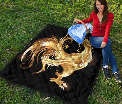 Golden Rooster Print Quilt