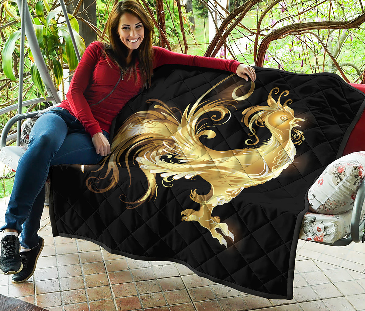 Golden Rooster Print Quilt