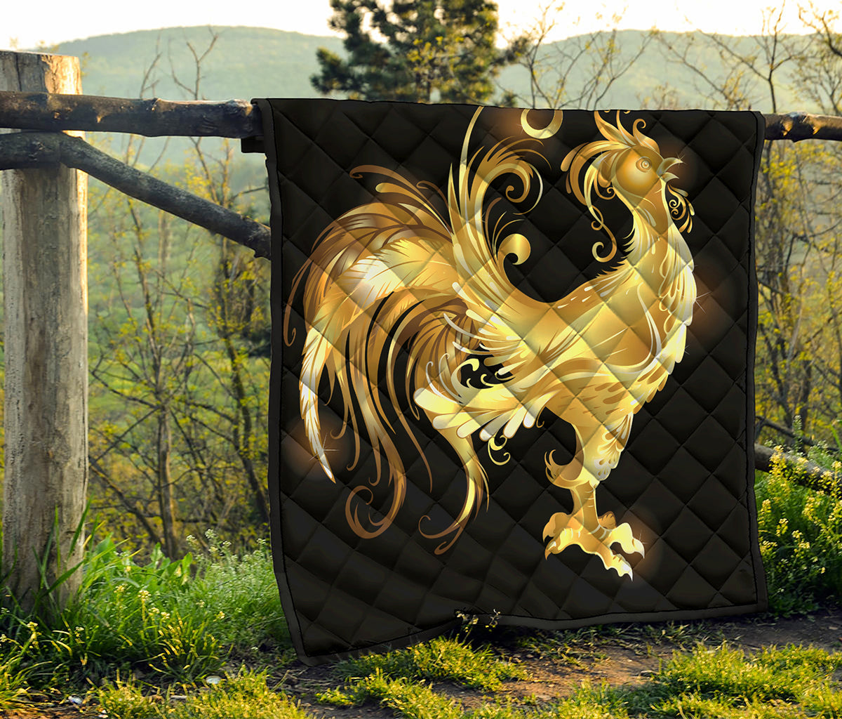 Golden Rooster Print Quilt