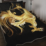 Golden Rooster Print Quilt Bed Set