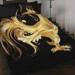 Golden Rooster Print Quilt Bed Set