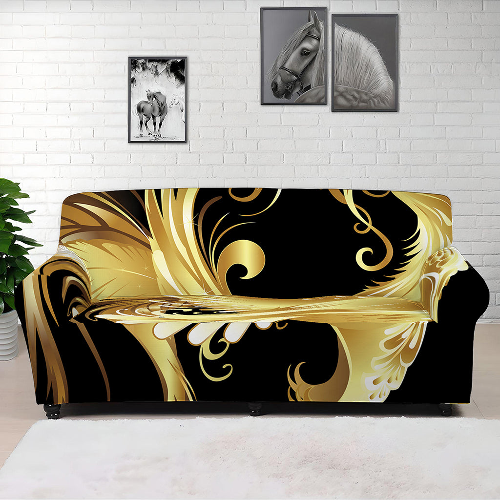 Golden Rooster Print Sofa Cover