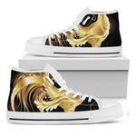 Golden Rooster Print White High Top Shoes