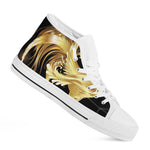 Golden Rooster Print White High Top Shoes