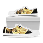 Golden Rooster Print White Low Top Shoes