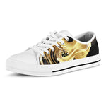 Golden Rooster Print White Low Top Shoes