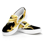 Golden Rooster Print White Slip On Shoes