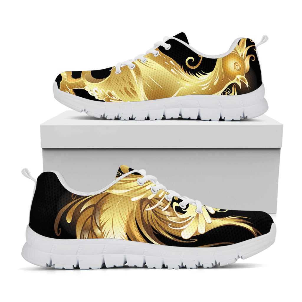 Golden Rooster Print White Sneakers