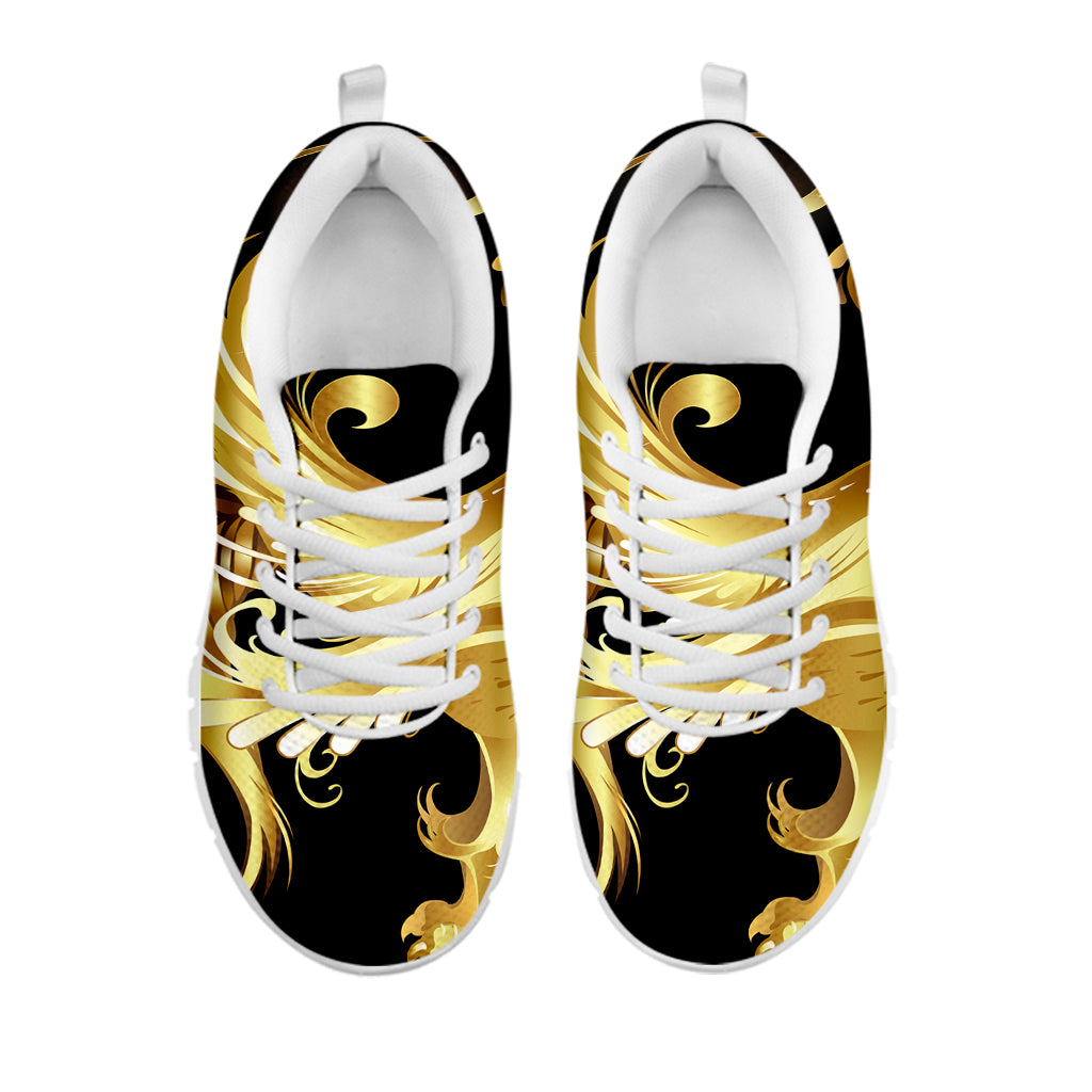 Golden Rooster Print White Sneakers