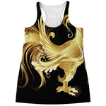 Golden Rooster Print Women's Racerback Tank Top