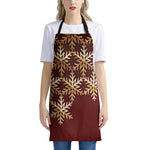 Golden Snowflake Print Apron