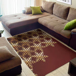 Golden Snowflake Print Area Rug