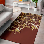 Golden Snowflake Print Area Rug
