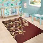 Golden Snowflake Print Area Rug