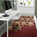 Golden Snowflake Print Area Rug