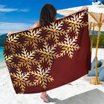Golden Snowflake Print Beach Sarong Wrap