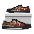 Golden Snowflake Print Black Low Top Sneakers