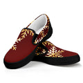 Golden Snowflake Print Black Slip On Sneakers