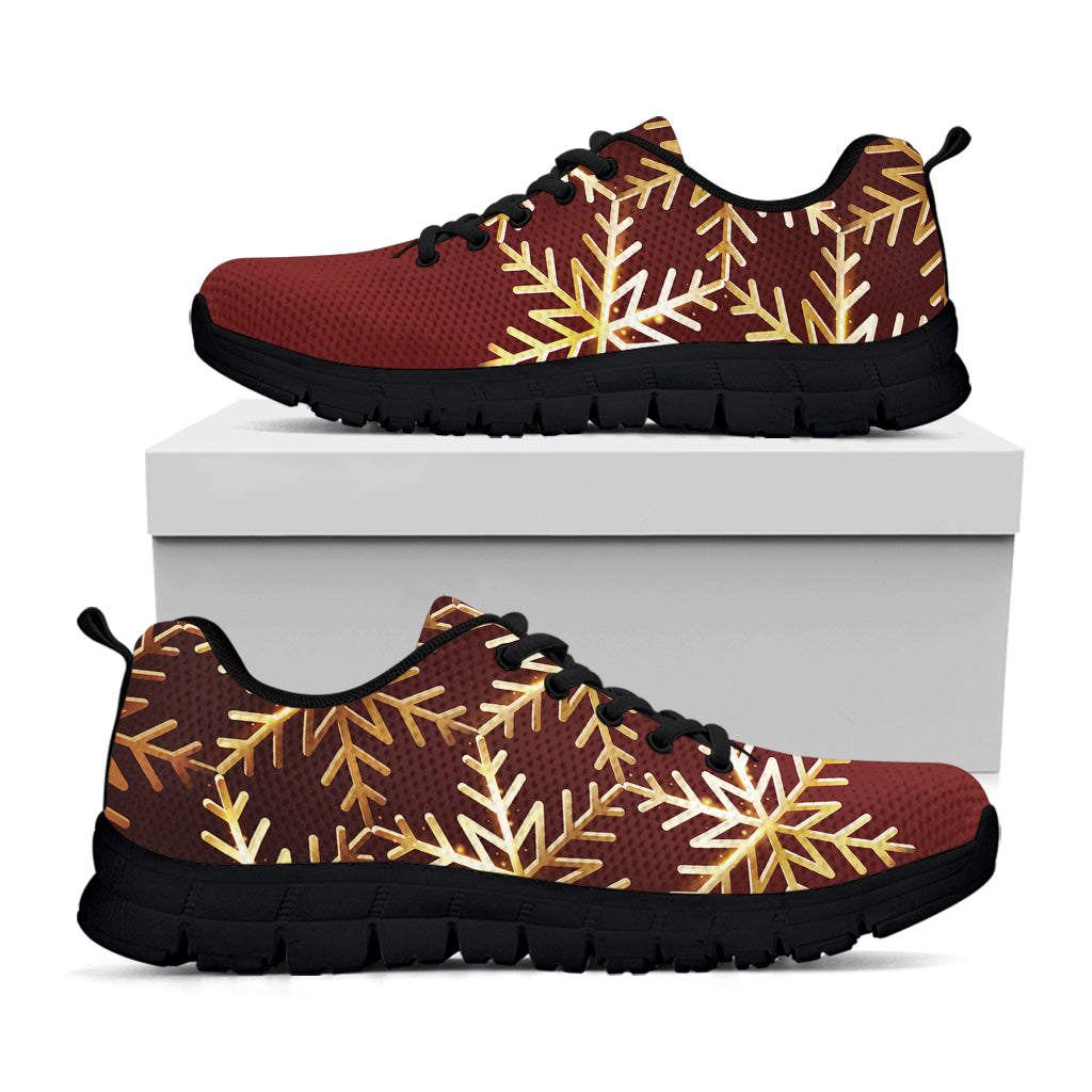 Golden Snowflake Print Black Sneakers