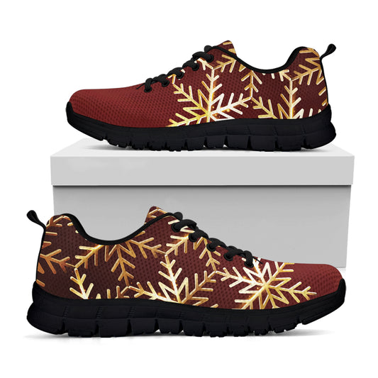 Golden Snowflake Print Black Sneakers