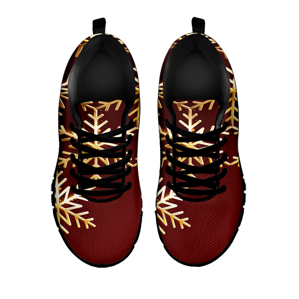 Golden Snowflake Print Black Sneakers