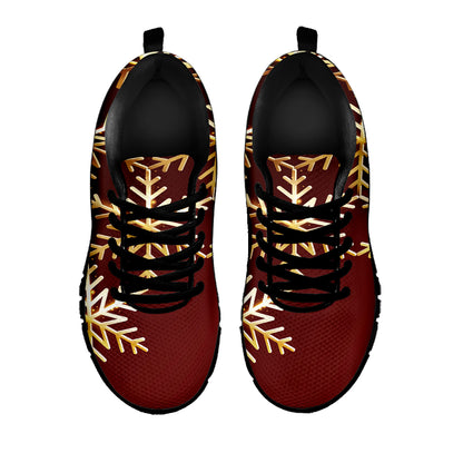 Golden Snowflake Print Black Sneakers