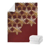 Golden Snowflake Print Blanket