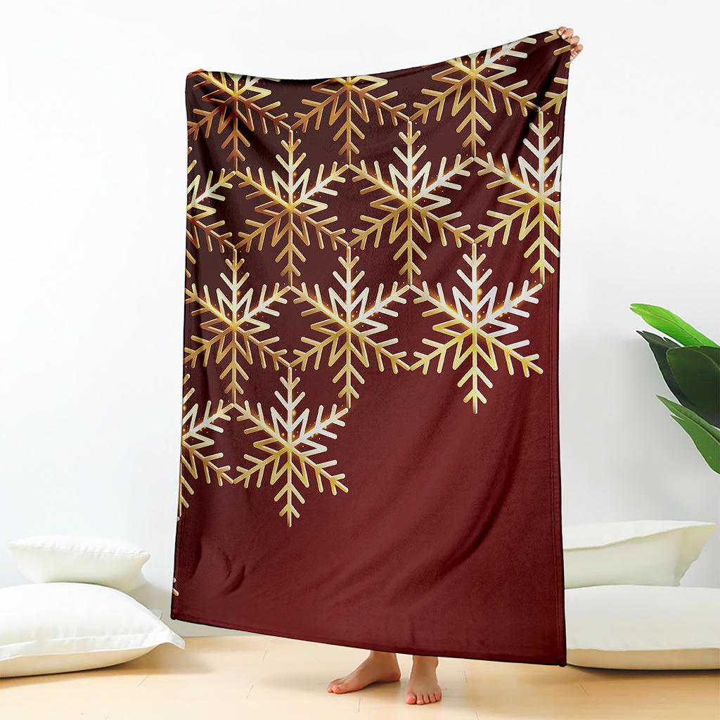 Golden Snowflake Print Blanket