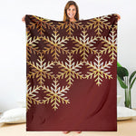 Golden Snowflake Print Blanket