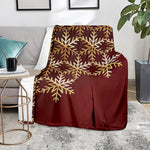 Golden Snowflake Print Blanket
