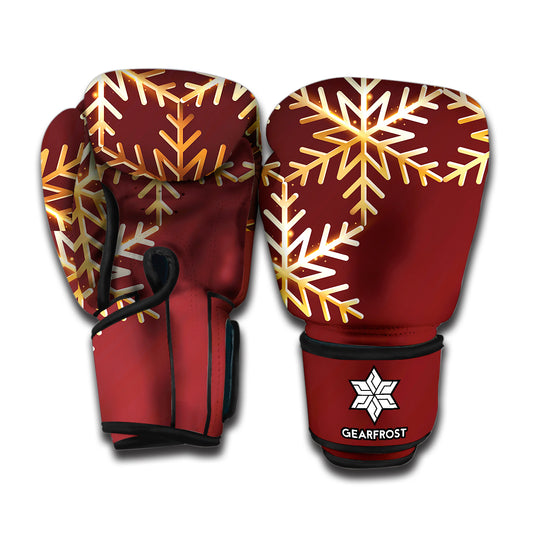 Golden Snowflake Print Boxing Gloves