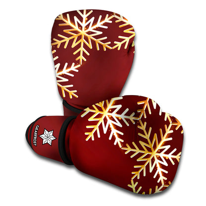 Golden Snowflake Print Boxing Gloves