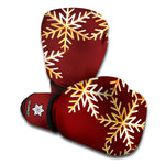 Golden Snowflake Print Boxing Gloves