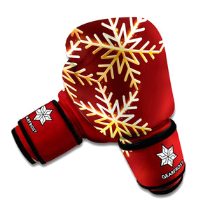 Golden Snowflake Print Boxing Gloves