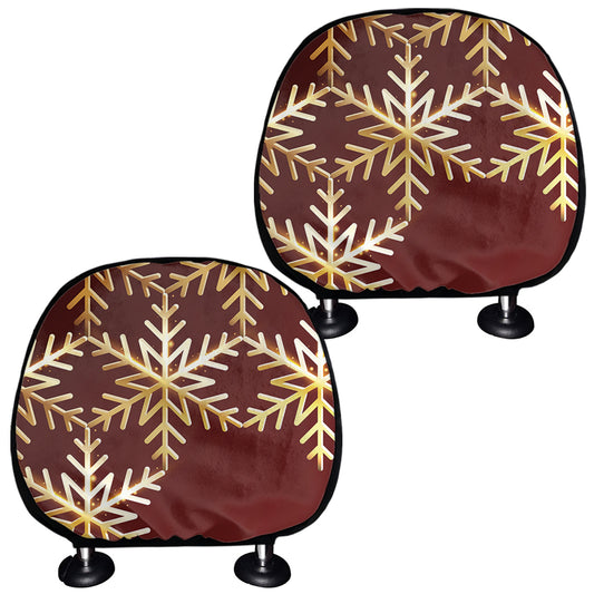 Golden Snowflake Print Car Headrest Covers