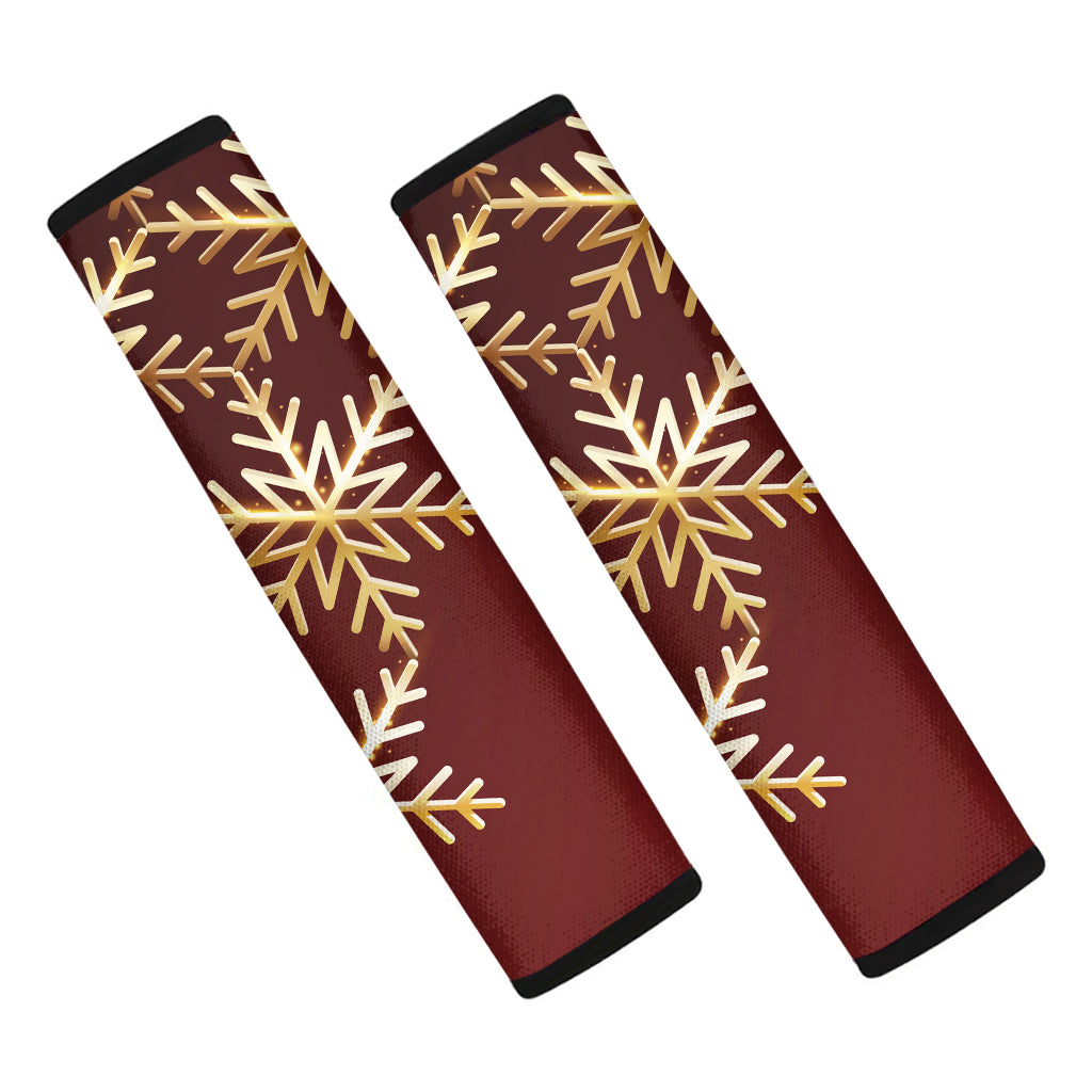 Golden Snowflake Print Car Seat Belt Covers