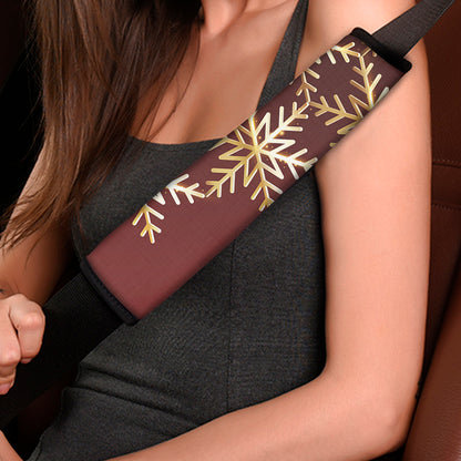 Golden Snowflake Print Car Seat Belt Covers