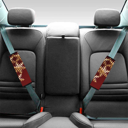 Golden Snowflake Print Car Seat Belt Covers
