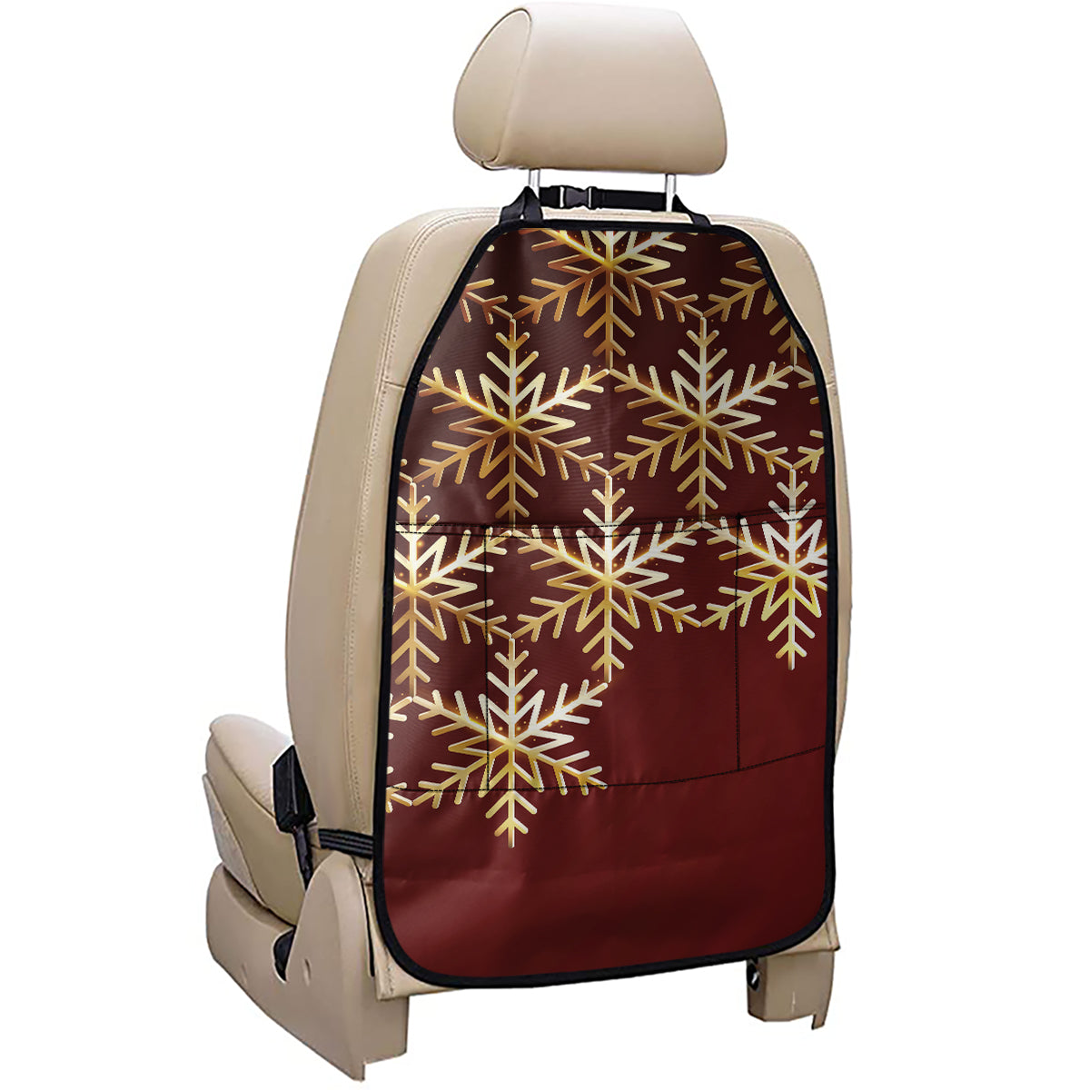 Golden Snowflake Print Car Seat Organizers