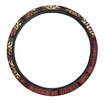 Golden Snowflake Print Car Steering Wheel Cover