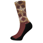 Golden Snowflake Print Crew Socks