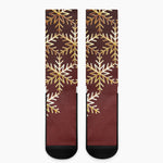 Golden Snowflake Print Crew Socks