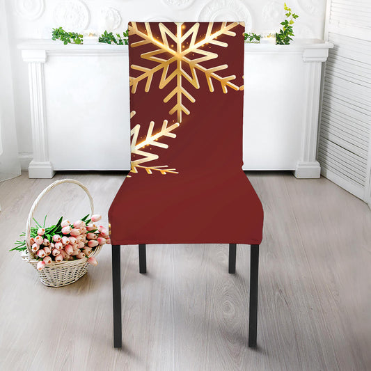 Golden Snowflake Print Dining Chair Slipcover