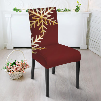 Golden Snowflake Print Dining Chair Slipcover