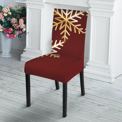 Golden Snowflake Print Dining Chair Slipcover