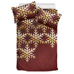 Golden Snowflake Print Duvet Cover Bedding Set