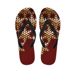 Golden Snowflake Print Flip Flops