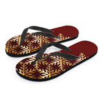 Golden Snowflake Print Flip Flops
