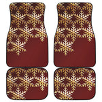 Golden Snowflake Print Front and Back Car Floor Mats
